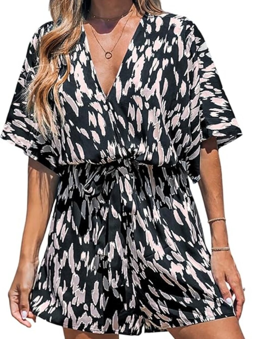 CUPSHE Abstract Animal Print Romper